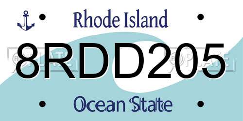 8RDD205 Rhode Island License Plate