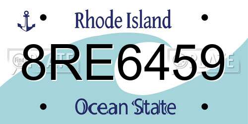 8RE6459 Rhode Island License Plate