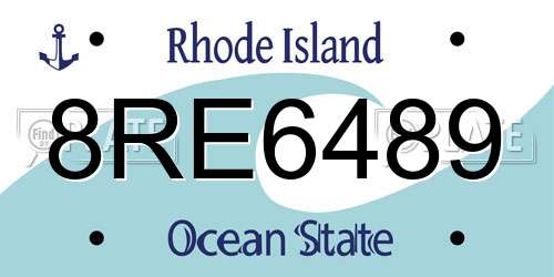 8RE6489 Rhode Island License Plate