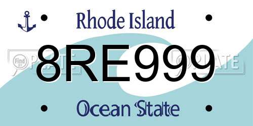 8RE999 Rhode Island License Plate