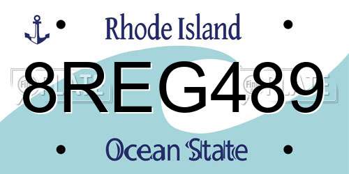 8REG489 Rhode Island License Plate