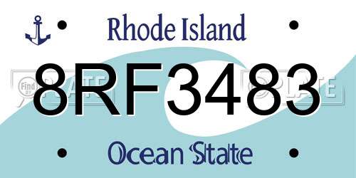 8RF3483 Rhode Island License Plate