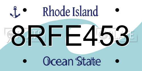 8RFE453 Rhode Island License Plate