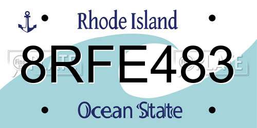 8RFE483 Rhode Island License Plate