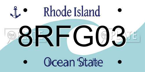 8RFG03 Rhode Island License Plate