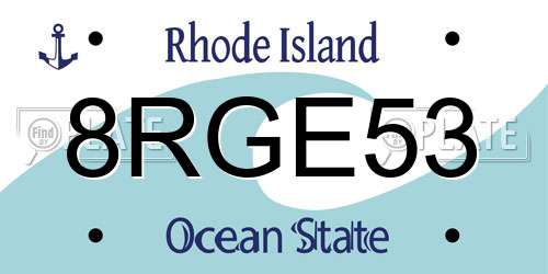 8RGE53 Rhode Island License Plate