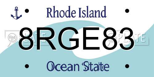 8RGE83 Rhode Island License Plate