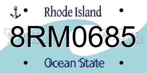 8RM0685 Rhode Island License Plate