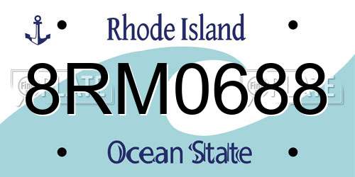 8RM0688 Rhode Island License Plate