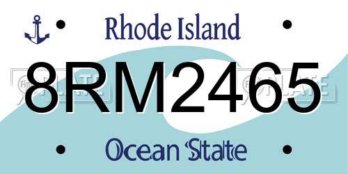 8RM2465 Rhode Island License Plate