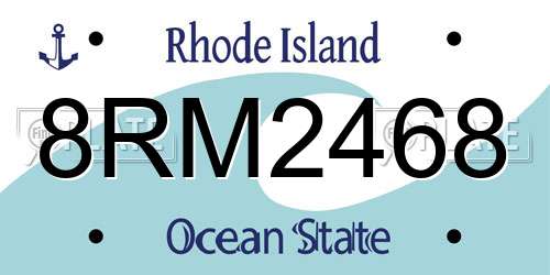 8RM2468 Rhode Island License Plate
