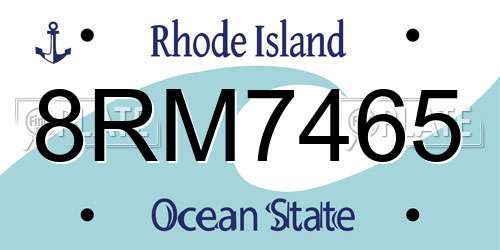 8RM7465 Rhode Island License Plate