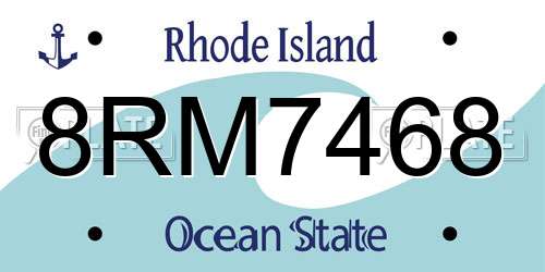 8RM7468 Rhode Island License Plate