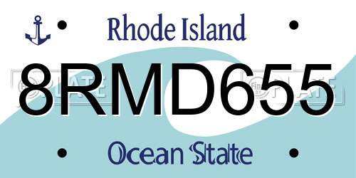 8RMD655 Rhode Island License Plate