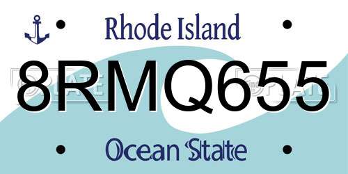 8RMQ655 Rhode Island License Plate