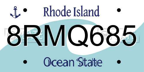 8RMQ685 Rhode Island License Plate