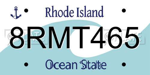 8RMT465 Rhode Island License Plate