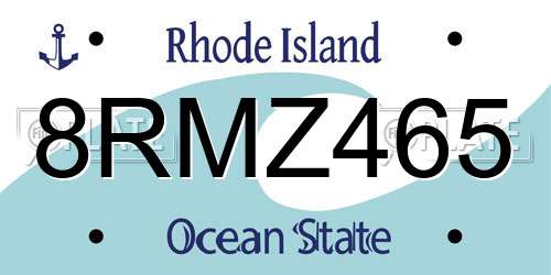 8RMZ465 Rhode Island License Plate