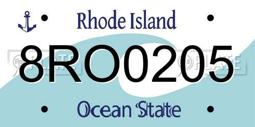 8RO0205 Rhode Island License Plate