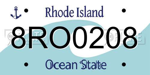 8RO0208 Rhode Island License Plate