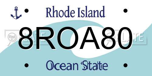 8ROA80 Rhode Island License Plate