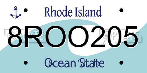 8ROO205 Rhode Island License Plate