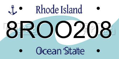 8ROO208 Rhode Island License Plate