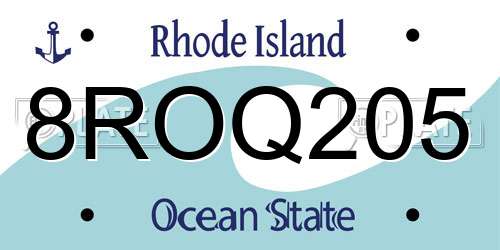 8ROQ205 Rhode Island License Plate