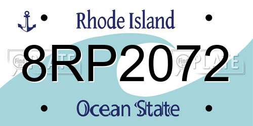 8RP2072 Rhode Island License Plate