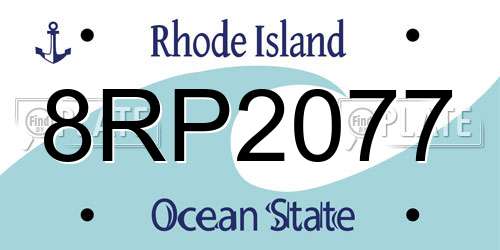 8RP2077 Rhode Island License Plate