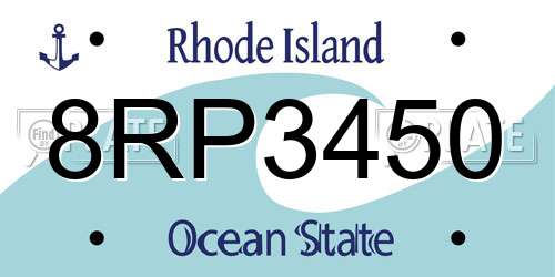 8RP3450 Rhode Island License Plate
