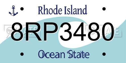8RP3480 Rhode Island License Plate