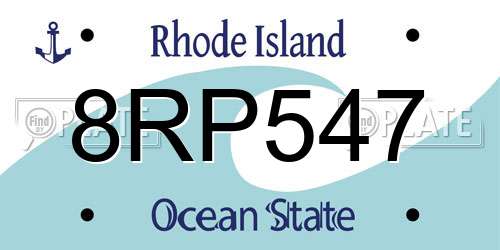 8RP547 Rhode Island License Plate