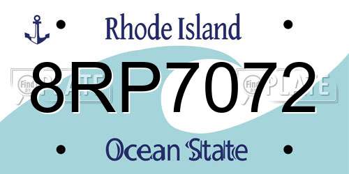 8RP7072 Rhode Island License Plate