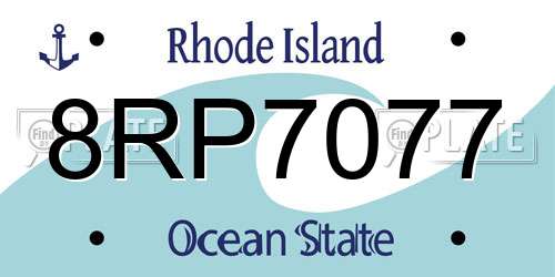 8RP7077 Rhode Island License Plate