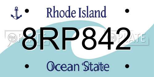 8RP842 Rhode Island License Plate