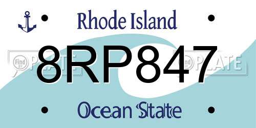 8RP847 Rhode Island License Plate