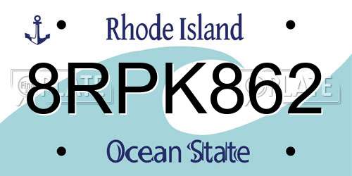 8RPK862 Rhode Island License Plate