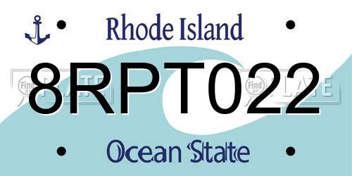 8RPT022 Rhode Island License Plate