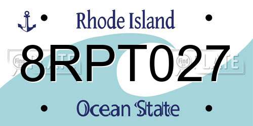 8RPT027 Rhode Island License Plate