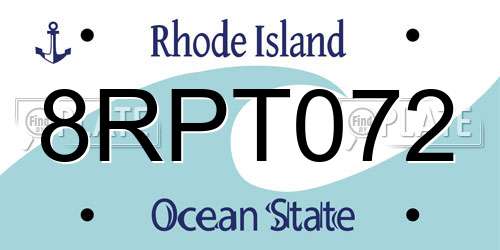 8RPT072 Rhode Island License Plate