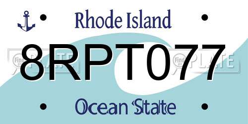 8RPT077 Rhode Island License Plate