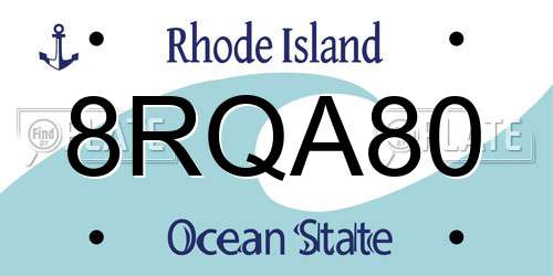 8RQA80 Rhode Island License Plate