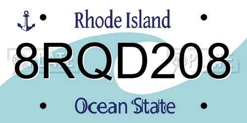 8RQD208 Rhode Island License Plate