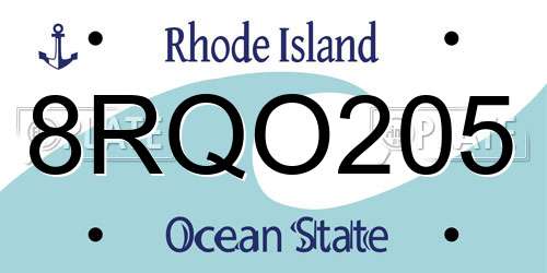 8RQO205 Rhode Island License Plate