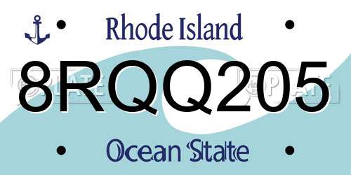 8RQQ205 Rhode Island License Plate