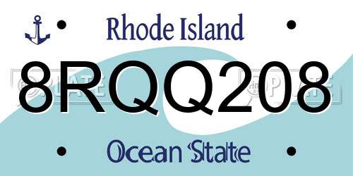 8RQQ208 Rhode Island License Plate