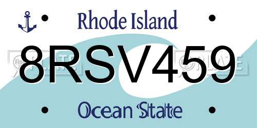 8RSV459 Rhode Island License Plate
