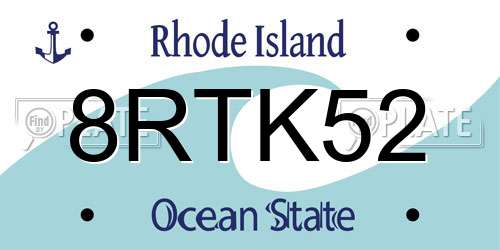 8RTK52 Rhode Island License Plate