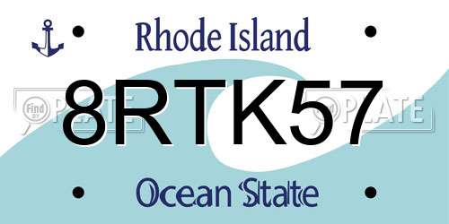 8RTK57 Rhode Island License Plate